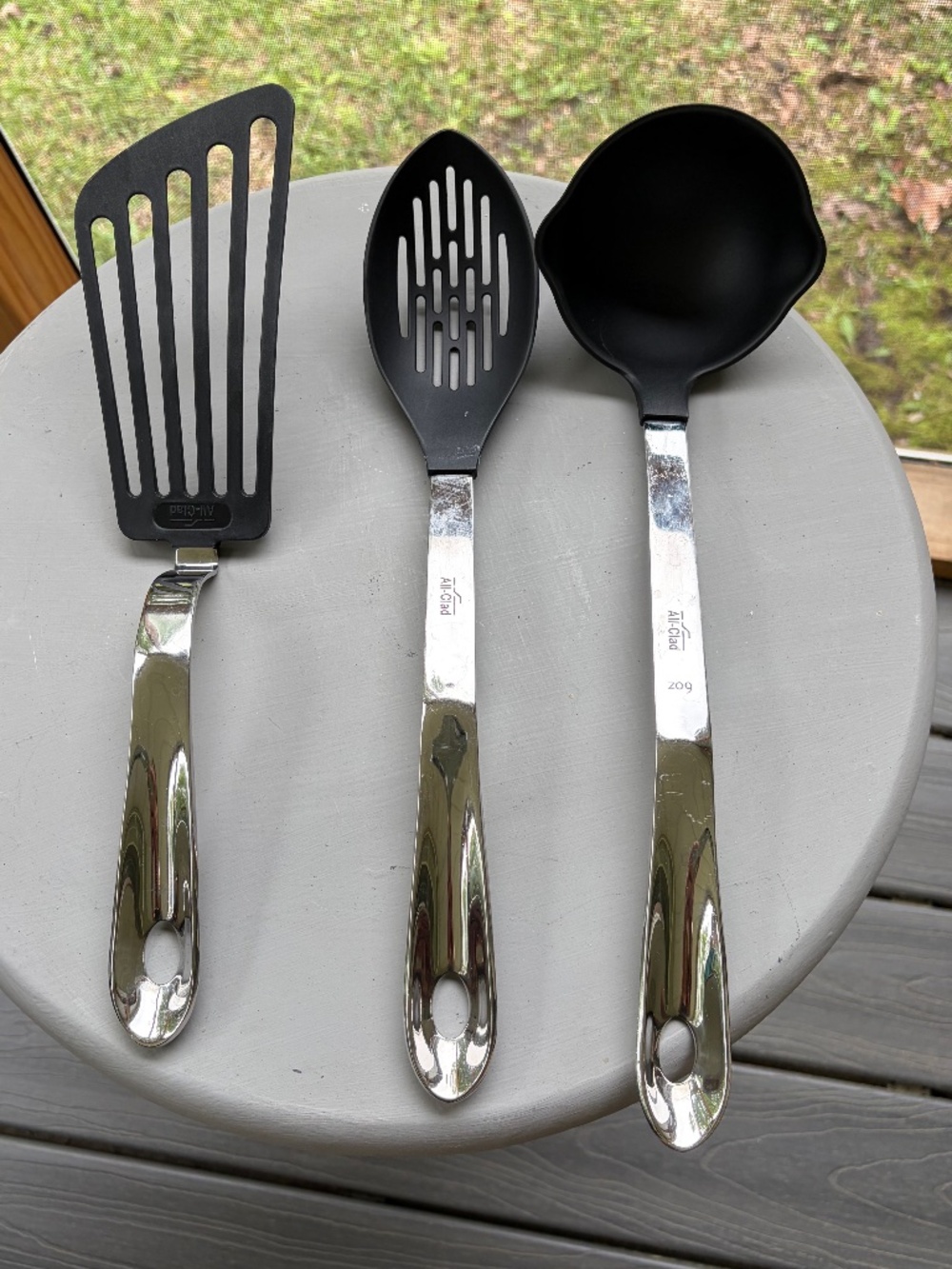 All-Clad Kitchen Utensil Set of 3 - Slotted Spoon Spatula Ladle Stainless/Black